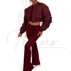 เสื้อแจ็คเก็ตครอปผู้หญิงขายส่ง เสื้อโค้ทยีนส์แขนยาวลำลองแฟชั่นสตรีทแวร์ เสื้อแจ็คเก็ตครอปผู้หญิง - Product Image 5