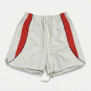 Men's Gray Red Black Color Blocking Track Suit <b>Set</b> Sporty Zip-Up Jacket Shorts Breathable <b>Knitted</b> Polyester Summer Wear - Product Image 4