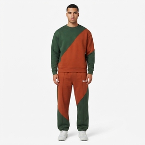 Conjunto de Sudadera y Pantalones Deportivos para Hombre, Cuello Redondo, Bloques de Color, Ropa Casual Urbana, Conjunto Deportivo con Logotipo Personalizado - Product Image 1