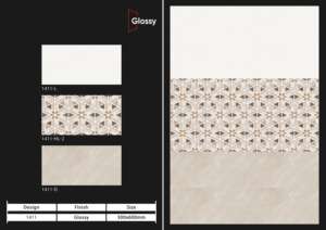 กระเบื้องบุผนังเซรามิกเคลือบเงาคุณภาพพรีเมียม ขนาด 300x600 มม. (30x60 ซม. / 12x24 นิ้ว) สำหรับตกแต่งผนังภายในอย่างหรูหรา เหมาะสำหรับห้องน้ำสไตล์โมเดิร์น - Product Image 2