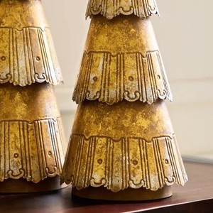 Luxury Gold Christmas Tree Tabletop Decoration Vintage Metal Holiday <b>Ornament</b> for Home Living Room <b>Desk</b> Festive Decor & Gifting - Product Image 4