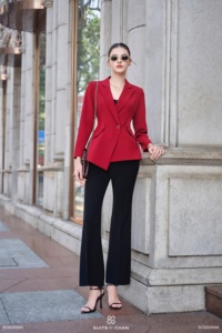 Pantalones de Vestir para Mujer, Negros, de Cintura Alta, Corte Acampanado, Largura al Tobillo, de Poliéster, para Oficina, Corte Regular, ALVA - Product Image 2