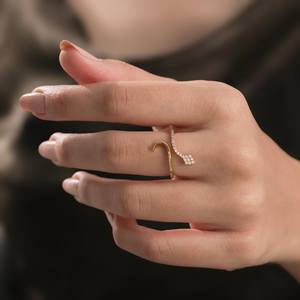 Anillo ajustable de oro macizo de 14K con diamante cultivado en laboratorio de 0.19 CT y plata de ley 925, diseño de serpiente envolvente, anillo bypass. - Product Image 5