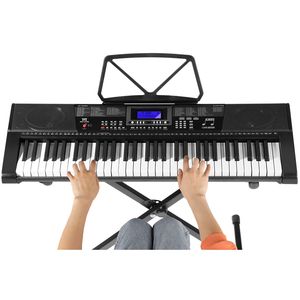 Tastiera Elettronica Portatile a 61 Tasti con Illuminazione, Pianoforte Digitale, Microfono, Cuffie, Alimentazione USB Ricaricabile, Materiale in Metallo - Product Image 3