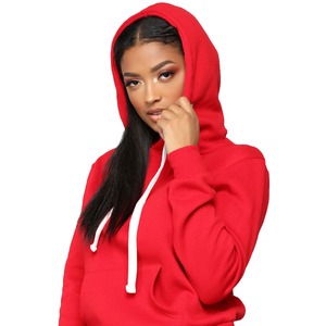 Sweat-shirt à capuche rouge pour femme avec poches, manches régulières, couleur unie, respirant, style tricoté décontracté pour l'automne - Product Image 6