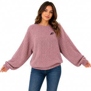 Sudadera con Capucha de Algodón Tejido para Mujer, Estilo Formal, Personalizada, con Logotipo Frontal, Color Sólido, Cuello Redondo - Product Image 2