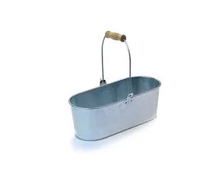 Jardinière ovale rustique galvanisée avec poignées, idéale pour le jardinage et la décoration extérieure, style ferme, pour patios. - Product Image 2