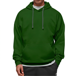 Sweat-shirts blancs surdimensionnés 100 % coton pour homme, style streetwear décontracté et respirant, avec poche, motif uni, pour l'hiver - Product Image 5
