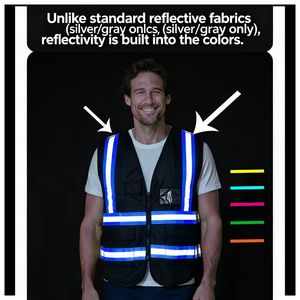 Chaleco de Seguridad Reflectante de Alta Visibilidad de Nuevo Material, Color Rosa, con 5 Bolsillos, Personalizable con Logotipo Impreso - Product Image 5