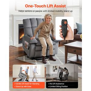 Fauteuil inclinable électrique à double moteur avec fonction de massage et de chauffage, fauteuil inclinable en tissu surdimensionné pour personnes âgées, réglage infini des positions - Product Image 5