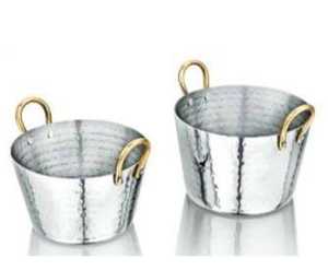 Stainless Steel Metal Indian Farmhouse Wedding <b>Serving</b> Bucket Hammered Design Lightweight - Product Image 3