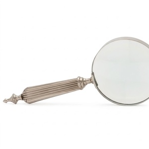 Loupe argentée avec poignée en laiton, loupe de poche nautique, décoration maritime vintage, lecture de livres, inspection, décoration de bureau - Product Image 1