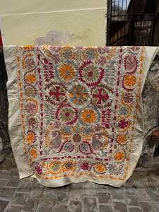 Manta Moderna de Algodón Suzani Bordada a Mano, Ecológica, para Todas las Estaciones, Colcha Hecha a Mano, Cubrecama Bohemio, Cubre Sofá - Product Image 3