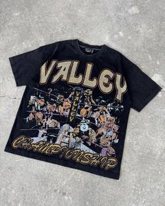 Camiseta de Manga Larga para Hombre VALLE, Talla Grande, Estilo Urbano, Cuello Redondo, Estampado Gráfico, Jersey de Algodón, Diseño de Perro, Blanco Amarillo, Lavado Ácido - Product Image 4