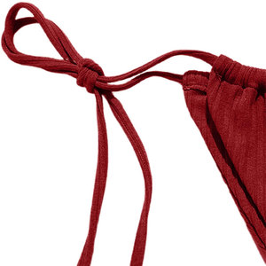 Ensemble bikini deux pièces côtelé rouge pour femme, haut triangle et bas à nouer sur les côtés, maillot de bain couleur unie en spandex extensible et polyester - Product Image 5