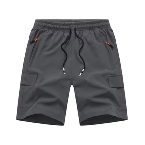 Men's Solid Color Cargo <b>Shorts</b> Mid Waist Drawstring Closure Quick Dry Bermuda <b>Shorts</b> with Pockets Casual Wear - Product Image 3