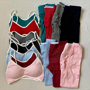 Women's Seamless 2-Piece Yoga Set <b>Halter</b> Strap Strapless <b>Neck</b> Sports <b>Bra</b> High Elastic Waist Leggings Solid Color Stretch Quick - Product Image 1