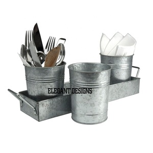 Soporte de utensilios de metal para orquídeas Vintage rústico hecho a mano, cestas de almacenamiento de cocina galvanizadas, diseño de aspecto Natural, cocina hecha a mano - Product Image 4