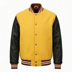 Veste universitaire personnalisée en laine avec manches en cuir véritable, style vintage, manteau Letterman, vêtement d'extérieur rétro pour homme, boutons pression - Product Image 1