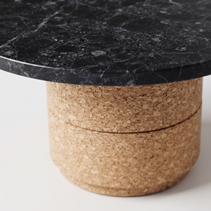 Table basse ronde avec plateau en marbre et base en liège, meubles modernes pour salon, structure en bois - Product Image 3