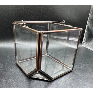 Exclusive Living Metal Terrarium <b>Glass</b> Planter Elegant Indoor Plant Holder Geometric Home Decor <b>Square</b> Shape In Reasonable Price - Product Image 4