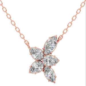 สร้อยคอเพชรทรงมาร์คีส์รูปทรงลูกแพร์ ประดับดอกไม้ ดีไซน์หรูหรา เงินแท้ 925 เพชรไร้สี VVS สำหรับงานแต่งงาน งานฉลองครบรอบ - Product Image 6