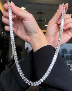 Cadena de tenis personalizada estilo hip hop con incrustaciones de moissanita baguette en plata maciza 925 chapada en rodio para hombre - Product Image 2