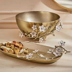 Aluminium Floral Decorative Bowl Tray Customised Low Price Best Seller for <b>Home</b> <b>Decor</b> <b>Gifting</b> Item for Christmas Ramadan <b>Decor</b> - Product Image 3