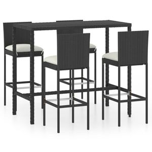 Ensemble de bar de jardin en rotin PE noir avec repose-pieds, collection de meubles d'extérieur élégante - Product Image 2