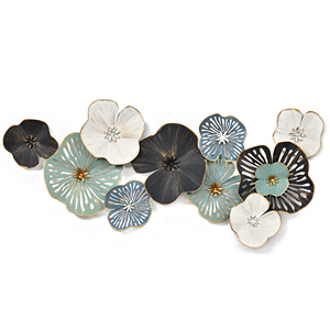 Elegante Arte de Pared de Hierro con Borde Dorado, Decoración Floral Metálica 3D de Lujo para Colgar en la Pared del Dormitorio u Oficina - Product Image 1