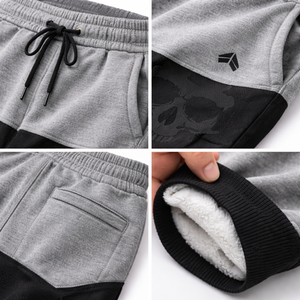 กางเกงวอร์มสองสีเกรย์กางเกงวิ่งลายกะโหลกผ้าฝ้ายผสมเข้ารูปกางเกงลำลองมีกระเป๋าหูรูด - Product Image 6