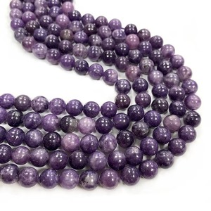 Perles rondes lisses en Lépidolite en vrac pour la fabrication de bijoux et de bracelets - Product Image 5