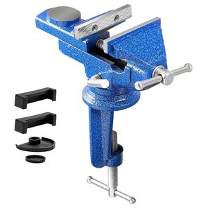 Morsa da banco portatile da 3 pollici con base girevole a 360 gradi e morsetto a sgancio rapido, base rialzata in acciaio fuso - Product Image 1