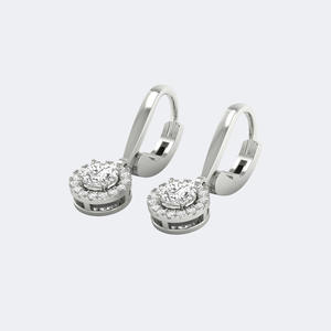 Boucles d'oreilles linéaires minimalistes de luxe plaquées or avec diamants synthétiques cultivés en laboratoire, taille ronde, 0,80 carat au total - Product Image 5