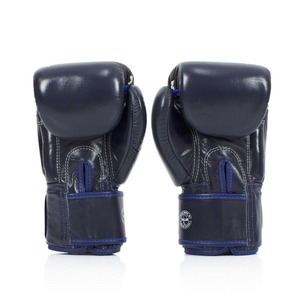 Gants de boxe Muay Thai Fairtex tendance bleu marine imprimés, en cuir de vachette véritable, respirants, avec sangles réglables - Product Image 3