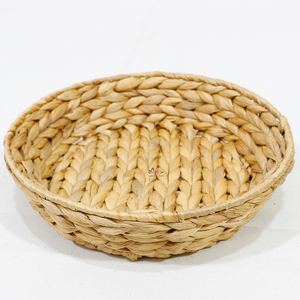 Plateau décoratif en rotin tissé à la main, motif végétal bohème, panier tissé, bol de rangement rond pour la cuisine, le garde-manger, la décoration de la maison - Product Image 1