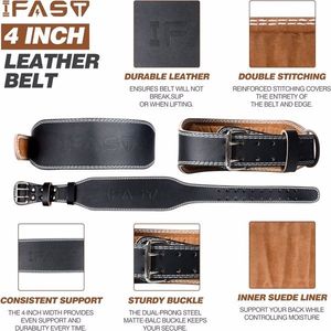 M Size Leather Weight Lifting Belt with 4 Inch Padded Lumbar Support Training Equipment and Accessory for Men and Women - Product Image 5