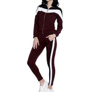 Survêtement marron col roulé pour femme, manches longues, design sportif, imprimé par sublimation, logo au dos, collection automne - Product Image 4