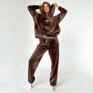 Compre un Nuevo Chándal de Terciopelo a la Moda para Mujer, Chándal de Velour con Logotipo Personalizado, Chándal Deportivo, Conjunto de 2 Piezas - Product Image 2