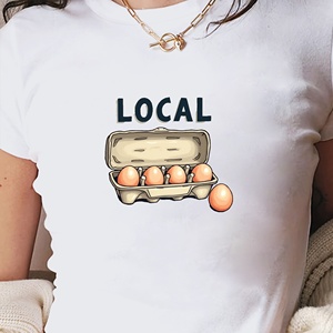 Camiseta corta de moda para mujer de CONCESIONARIO LOCAL con huevos - Product Image 3
