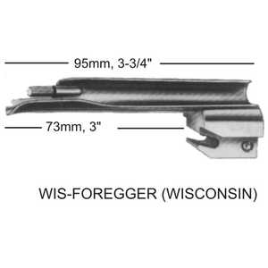 Lame de laryngoscope manuelle réutilisable en acier inoxydable de haute qualité, pointe légèrement courbée, pour procédures médicales ORL, modèle Wisconsin Foregger - Product Image 6