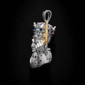 Colgante de Calavera con Corona y Esqueleto de Moissanita Iced Out, Diseño Único con Plata 925, Joyería Fina, Colgantes y Dijes - Product Image 3