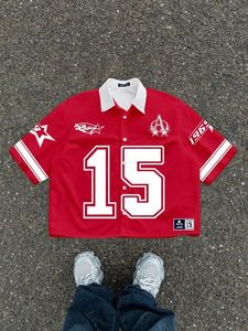 เสื้อเชิ้ตแขนสั้นสไตล์วินเทจ Y2K สำหรับผู้ชาย พิมพ์ลายกราฟิก ทรงโอเวอร์ไซส์ ติดกระดุม แบบเสื้อเบสบอล/โปโล - Product Image 5