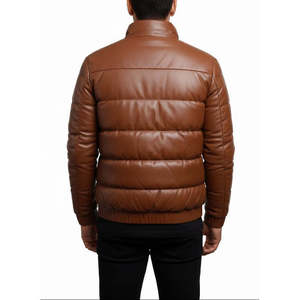 Chaqueta de Cuero de Oveja Marrón Oscuro Hecha a Mano para Hombre, Ajuste Personalizado, Impermeable, de Secado Rápido, con Capucha, Estilo Casual de Invierno - Product Image 4