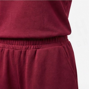 Conjunto de 2 Piezas para Mujer, Top con Capucha de Manga Corta y Pantalones Cortos por Encima de la Rodilla, Color Sólido, Estilo Casual, Holgado, Tejido de Algodón, para Primavera - Product Image 6