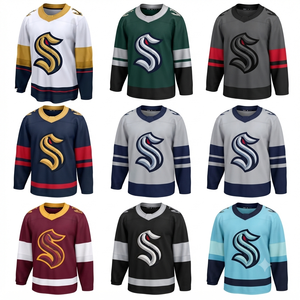 Jersey de Hockey sobre Hielo Personalizado en Blanco y Dorado, Uniforme de Equipo Sublimado Profesional, Camiseta de Hockey Transpirable, Ropa Deportiva OEM - Product Image 5
