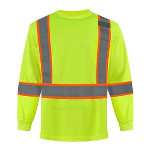 Camisa de Trabajo de Alta Visibilidad para Hombre, Manga Larga, Verde Oliva con Rayas Blancas - Product Image 5