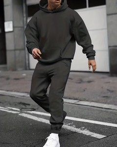 Conjunto de Sudadera con Capucha de Color Sólido para Hombre, Informal, de Otoño, de Algodón, Felpa Francesa, Pantalones Deportivos, Sudadera con Capucha Negra, Traje Deportivo - Product Image 1