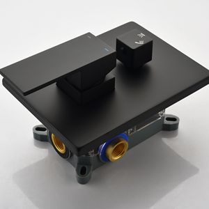 Set Doccia di Lusso Nero Opaco con Soffione a Pioggia e Rubinetto a Soffitto per Bagno - Product Image 4