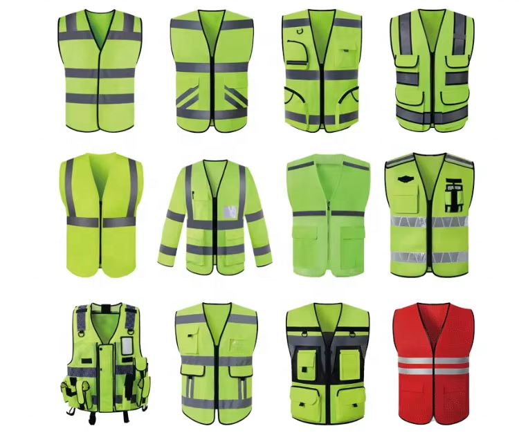 Customizable Outdoor Roadway Safety Work Vest with High Visibility Security Pockets Logo Customized Reflective Safety Clothing